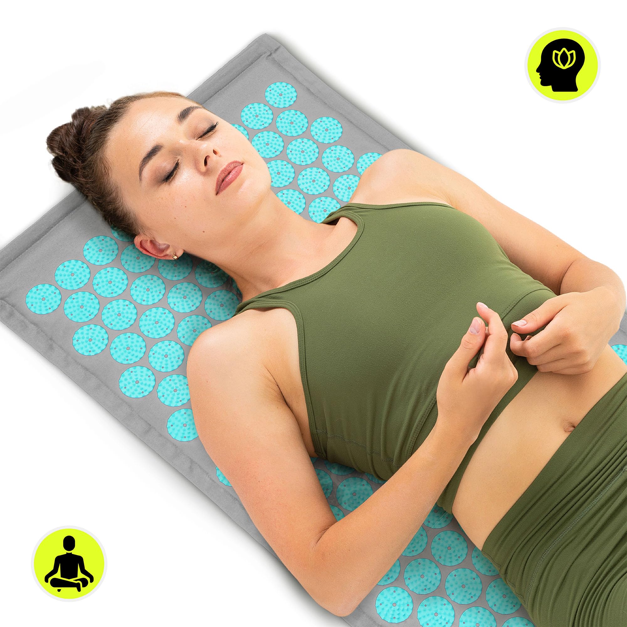 Hypermotion Tapis Agopressione ECO, Tappetino Champ de Fleurs 3-in-1 in Lino, Fibra di Cocco e Grano Saraceno - Allevia Mal di Schiena, Collo e Tensioni Muscolari - 7 182 Punti di Pressione