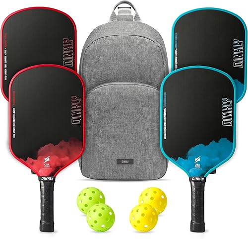 Raw Carbon Pickleball Paddles Set of 24, T700 Carbon Fiber Rackets with 16MM Honeycomb Polymer Core, 4 Balls and 1 Portable Carry Bag, USAPA