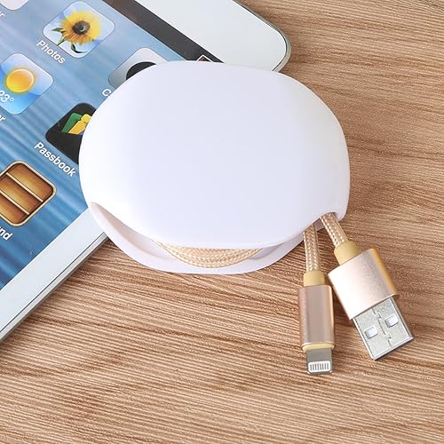 Miniatura 2 de Enrollador automático de cables, organizador de cables retráctil para USB, auriculares, cables de datos y más. No más cables enredados! Blanco