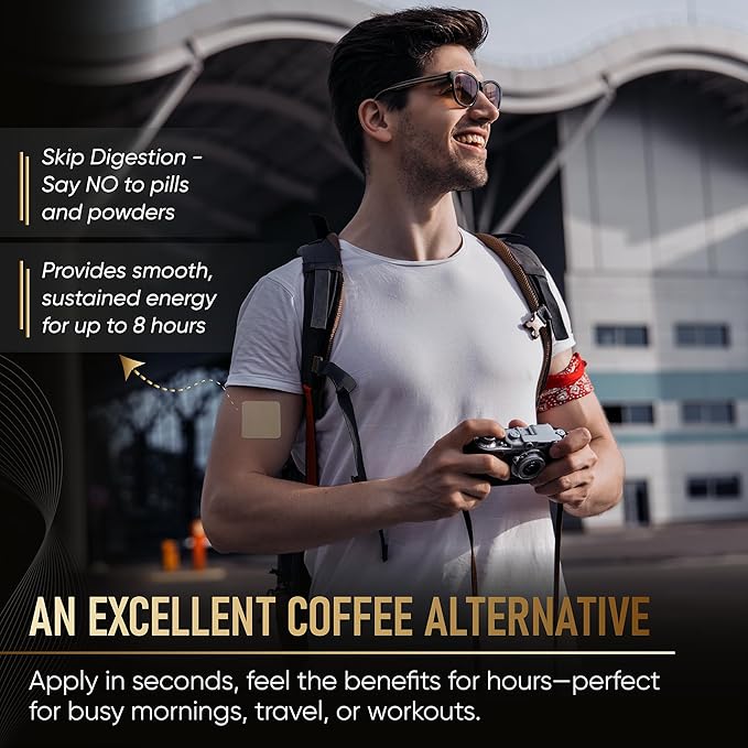 Caffeine Patch 100mg – Natural Energy Booster for Success, Coffee Alternative, Caffeine Supplement – Highly Caffeinated to Support Focus, Alertness, Workout, Study, Work, Travel – 15 Pack