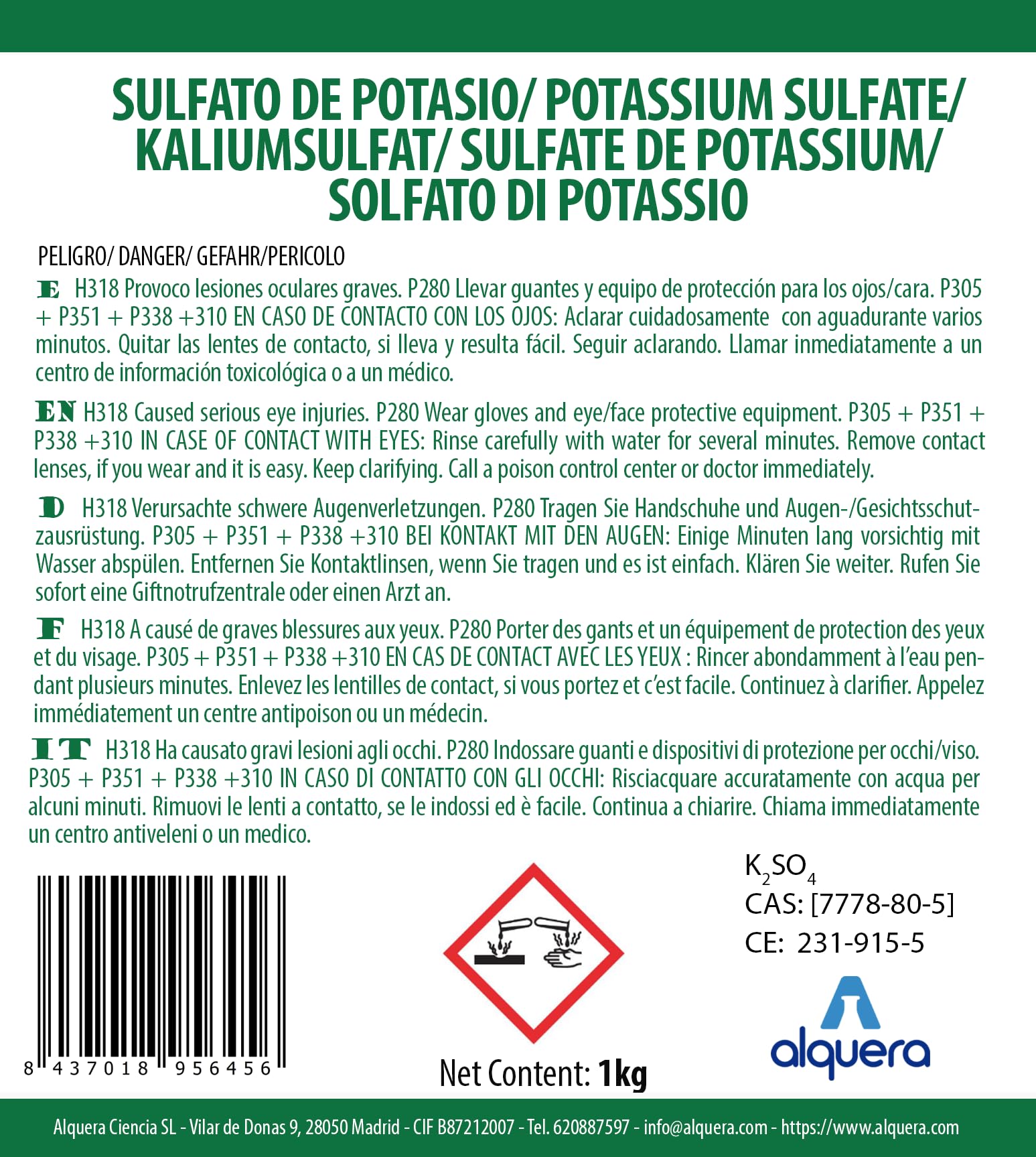 Sulfate de Potassium (1Kg)