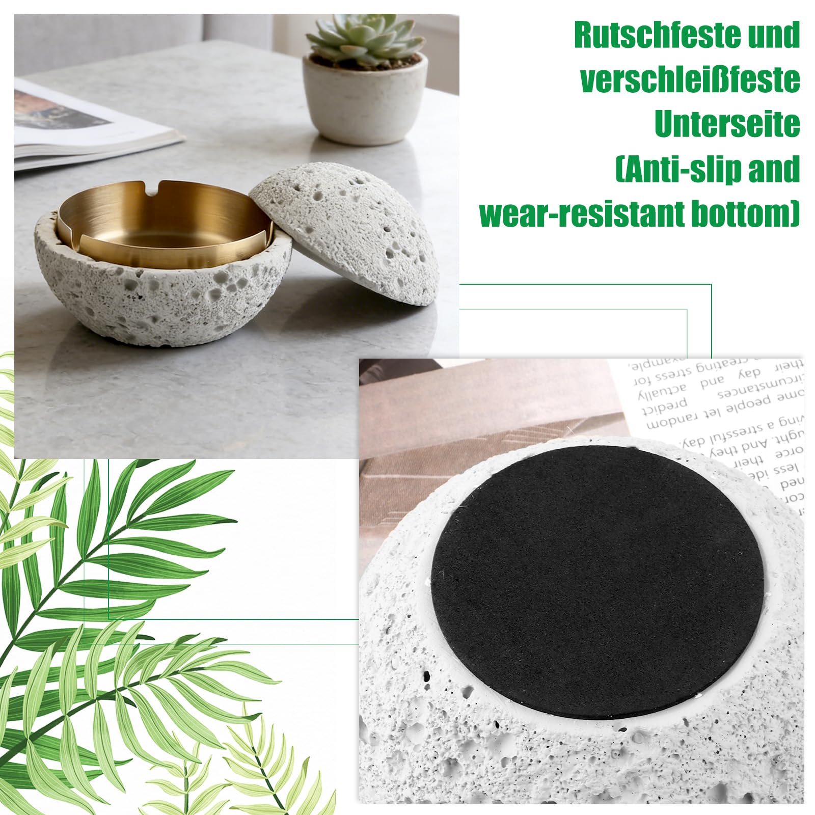 Kleiner MüLleimer mit Deckel 11,5 X 12,5 cm, Tischabfalleimer aus Beton und Innenzylinder aus Metall, Rund TischmüLleimer mit Deckel, Tisch MüLleimer für Schreibtisch, Geruchsdicht (Weiß)