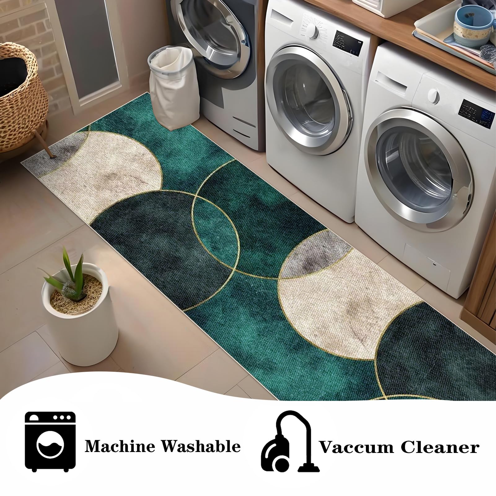 Läufer Teppich 120 x 450 cm Teppich Läufer rutschfest Läufer Teppichläufer Küchenläufer Küche Teppich für Flur Küchenmatte für Küche Esszimmer Waschküche