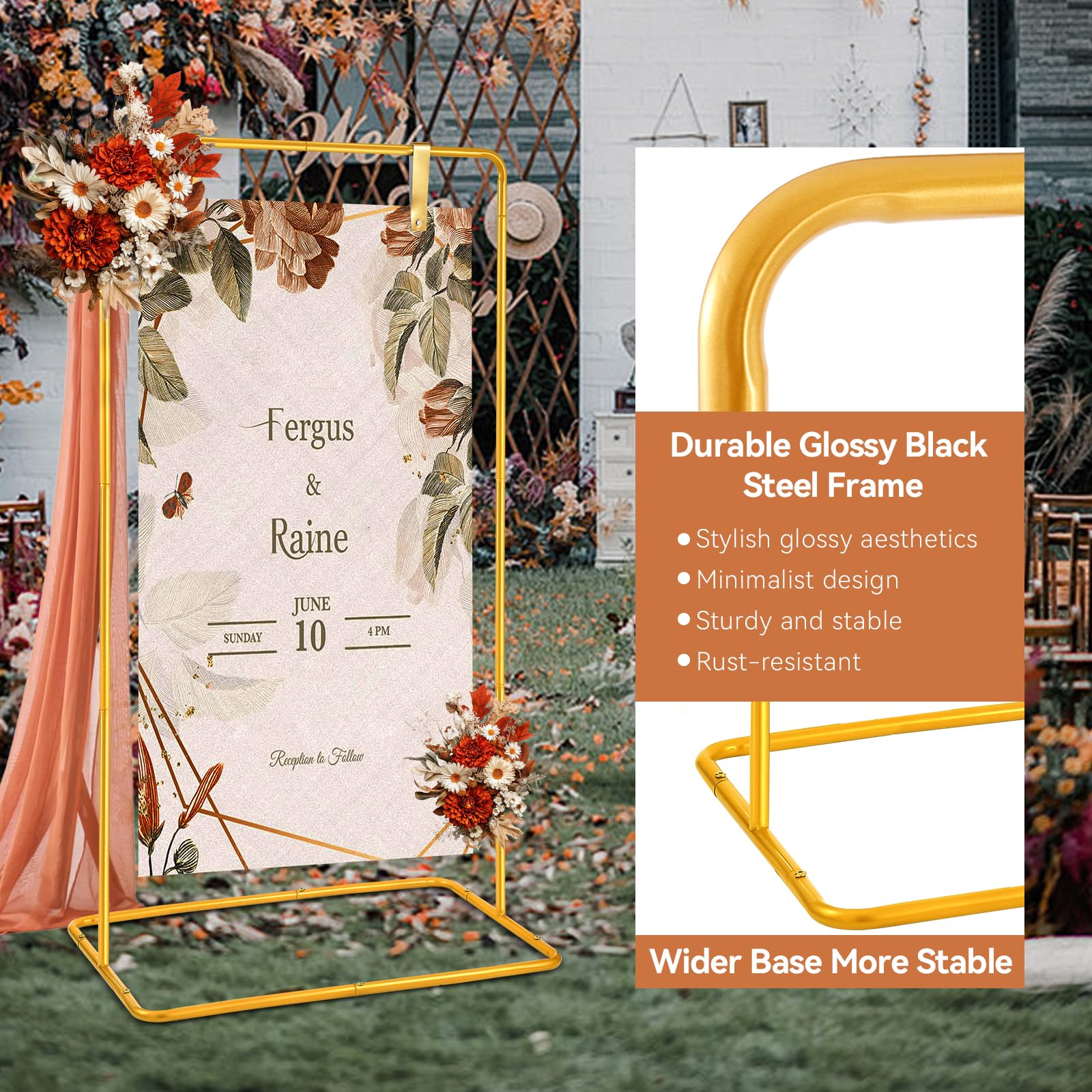 APUVEI Wedding Welcome Sign Stand - 43" Or 55" Heavy Duty Easel Stand For Sign With