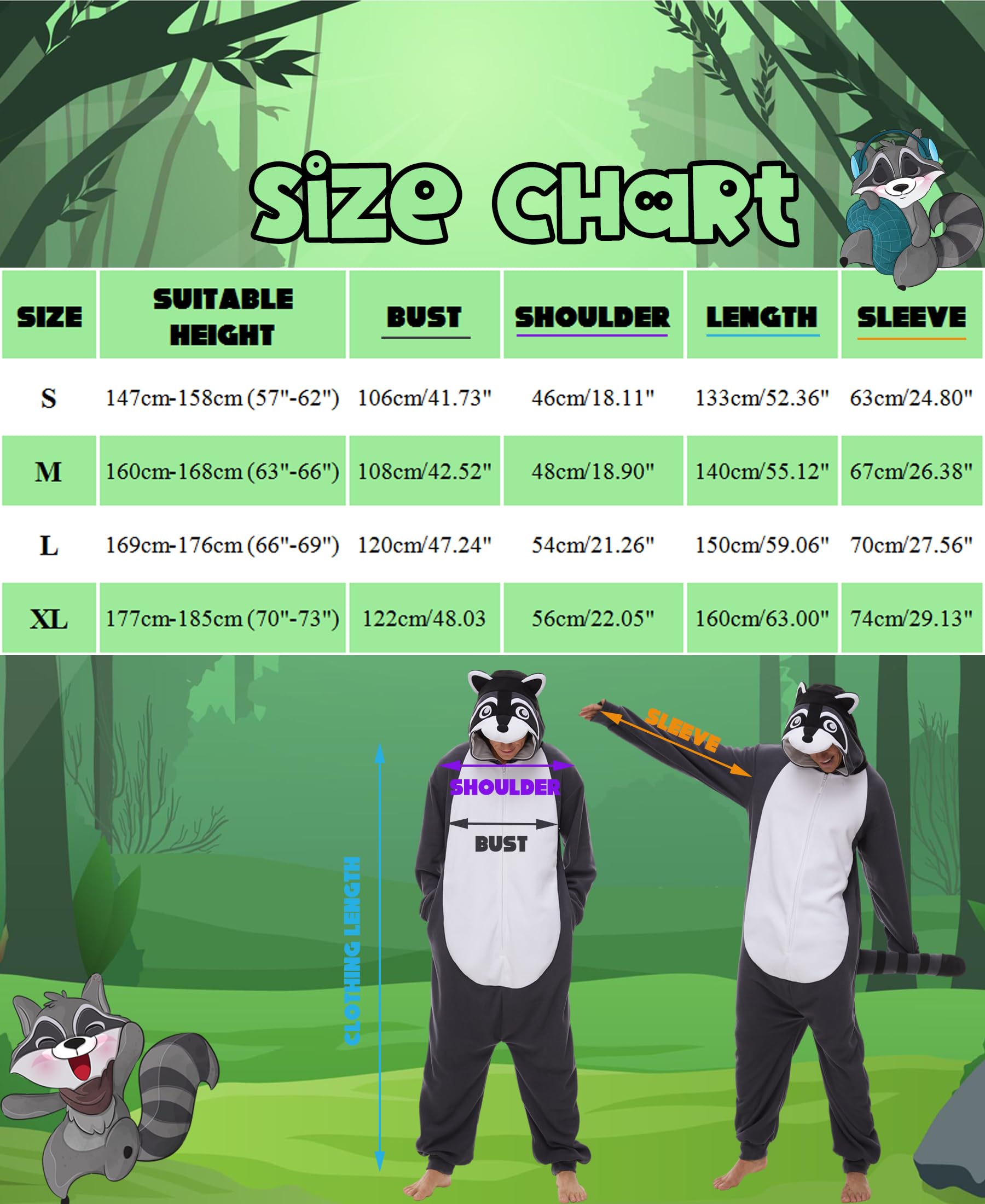 Kidukso Erwachsene Waschbär Jumpsuit Lustiges Tier Einteiler Schlafanzug Halloween Karneval Cosplay Kostüm, Grau
