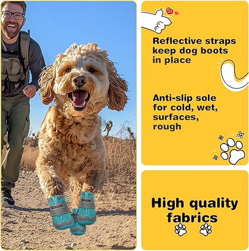 Miniatura 3 de Hcpet - Botas de perro para mascotas, impermeables, transpirables, antideslizantes, 3M, con correa reflectante de tamaño pequeño a grande, 4 unidades