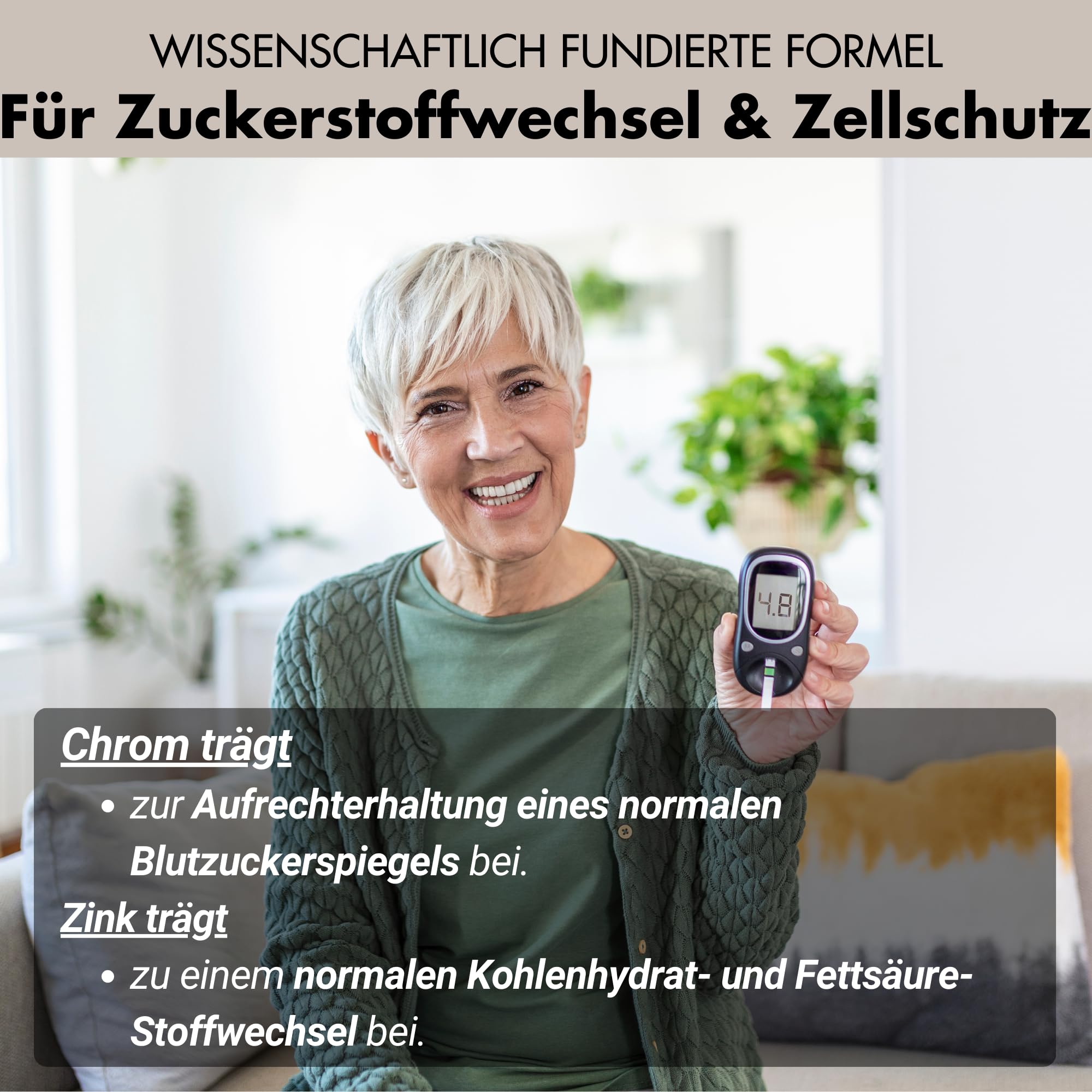 Blutzucker Komplex - 360 Kapseln hochdosiert - mit Chrom, Ceylon-Zimt, Myo-Inositol, Olivenblatt und Zink - zur Unterstützung des Blutzuckerspiegels - vegan & laborgeprüft