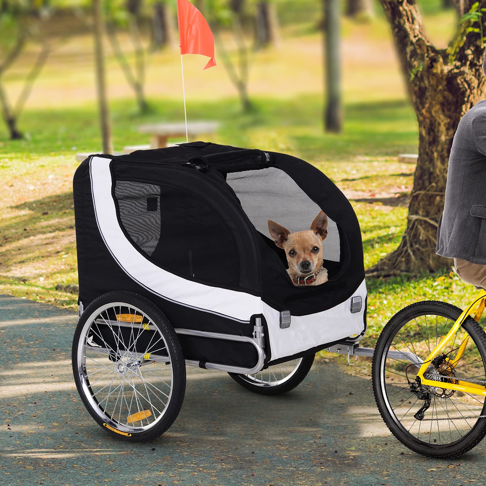 PawHut Steel Dog Bike Trailer Pet Cart Carrier for Bicycle Jogger Kit