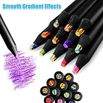 12Pcs Rainbow Crayons, fournitures d'art de crayons colorés adultes, kit de dessin pour le croquis & Illustration pour les artistes débutants