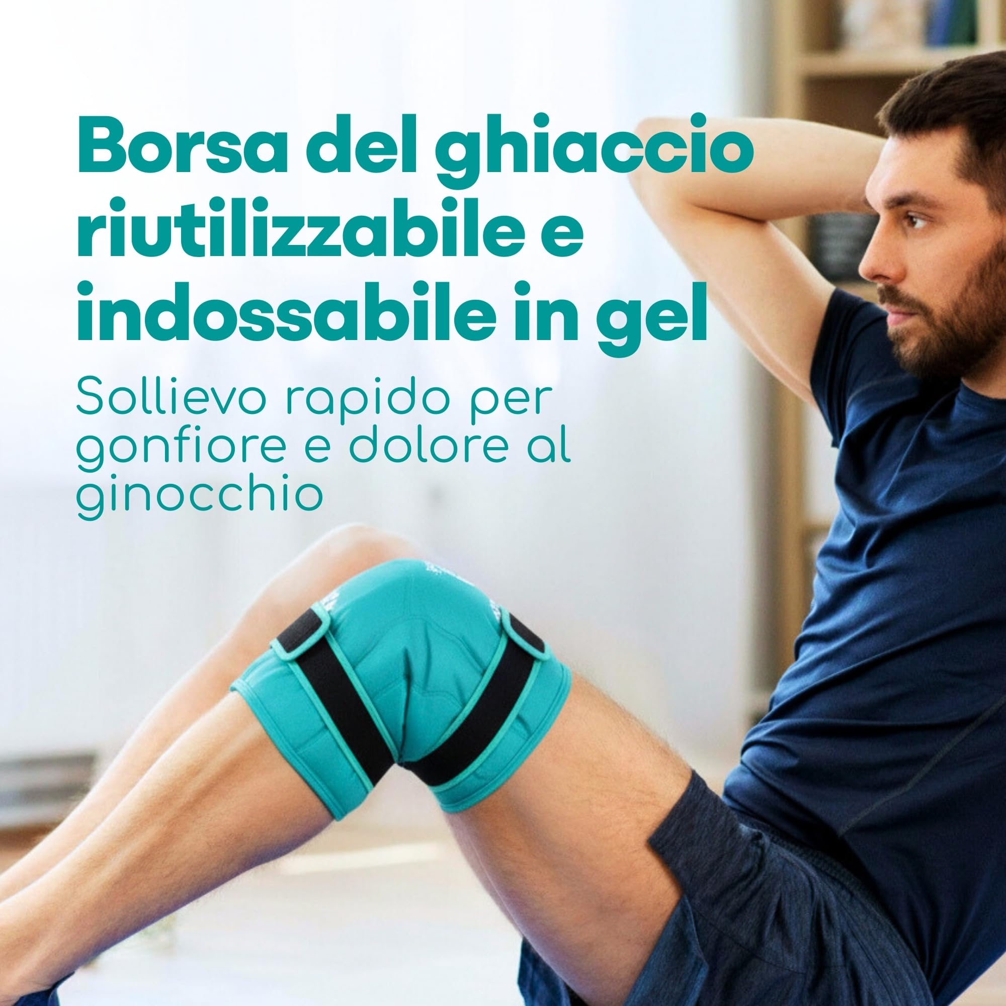 Medi Grade Impacco Ghiaccio Gel Riutilizzabile per Ginocchio - Fascia a Doppio Tessuto con Lunga Tenuta del Freddo - Sollievo dal Dolore e Recupero Post-Operatorio - Ghiaccio per Ginocchio Flessibile