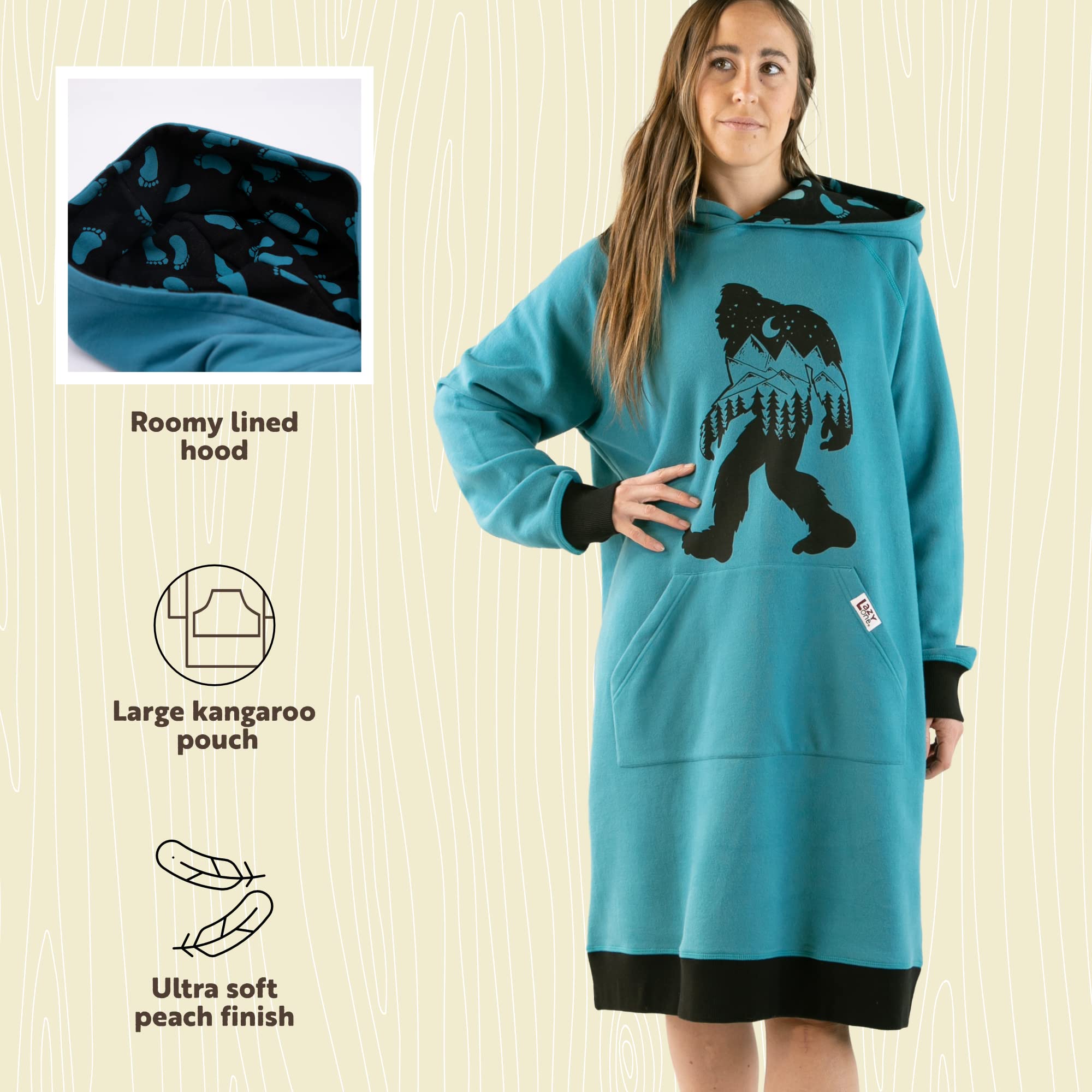 Lazy One Bluza z kapturem oversize, wygodna odzież do spania
