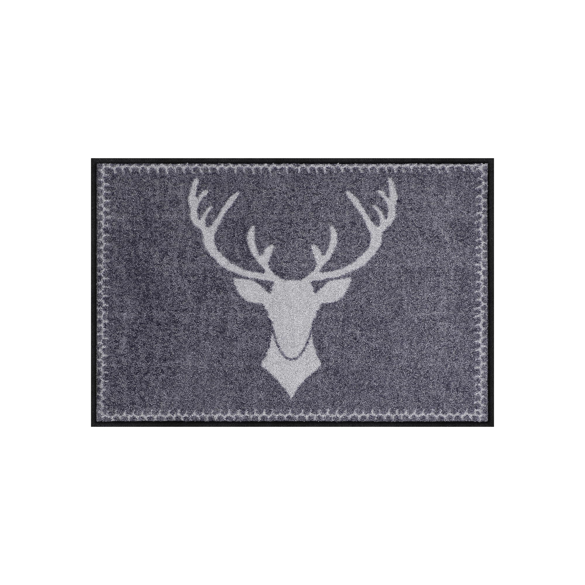Salonloewe Zerbino lavabile, motivo cervo Franz, antracite, 50 x 75 cm, per porta d'ingresso esterno, stile rustico