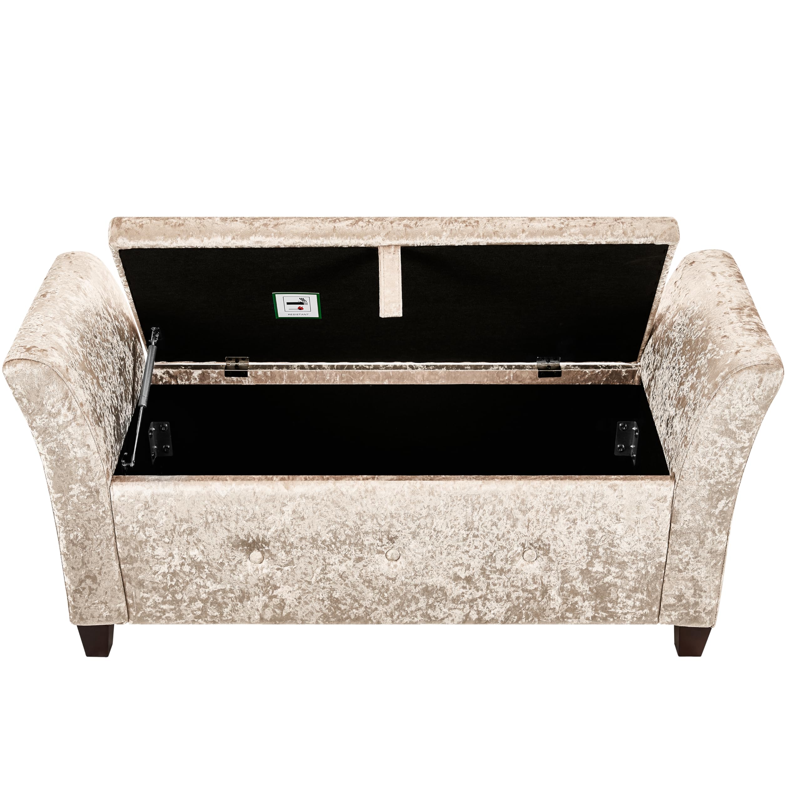 Vida Designs Seville - Otomana de Almacenamiento, baúl de Tela con Tapa, Asiento, Taburete, Banco de Ventana, baúl, Caja de Almacenamiento de Juguetes, Puff, reposapiés, Terciopelo champán