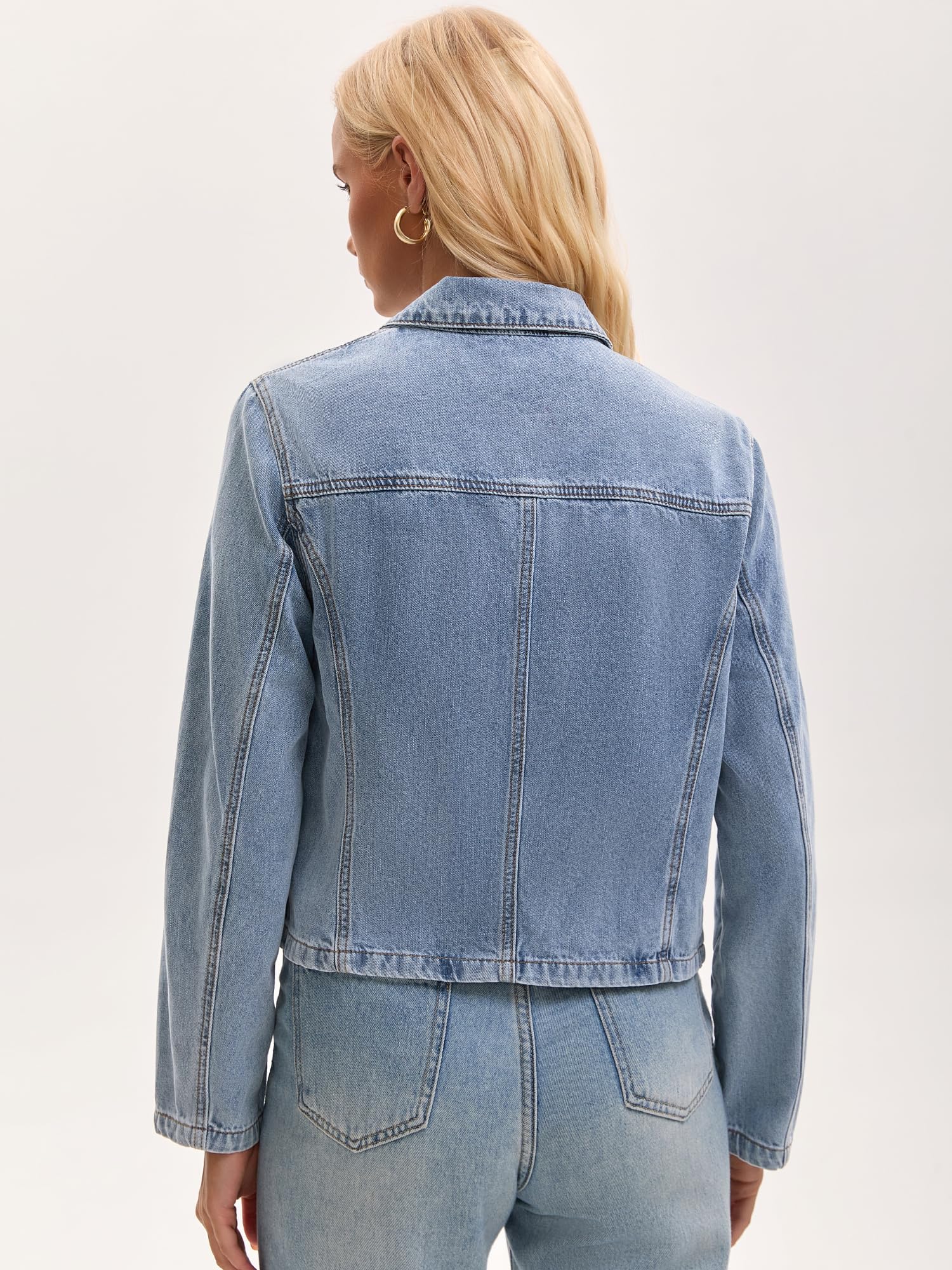 Mujer Chaqueta Vaquera con Cremallera