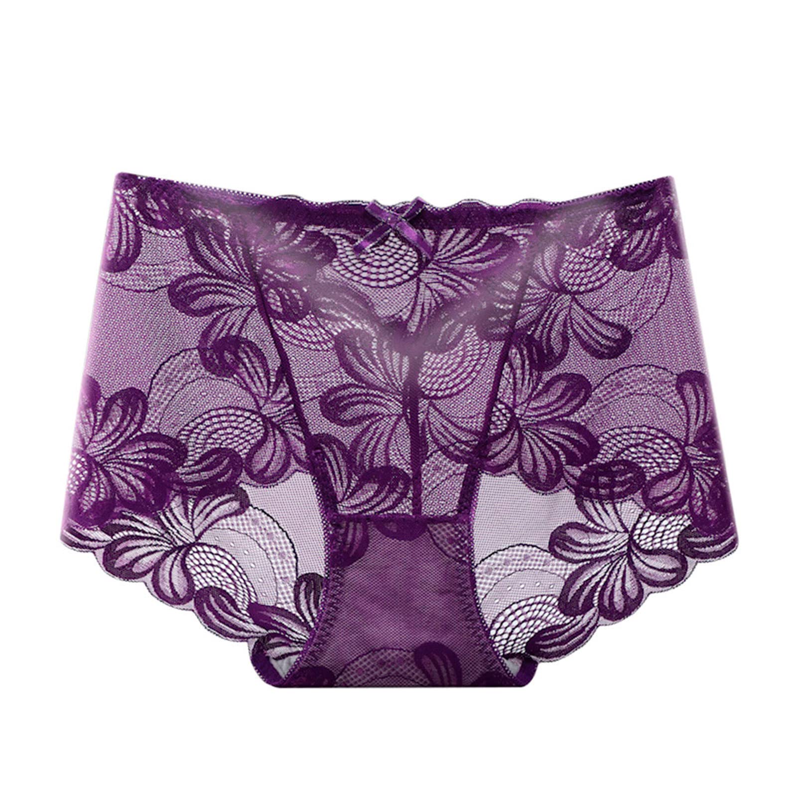 JOAU Womens Underwear Invisible Seamless Bikini Lace Half Back Coverage Panties Embroidery Mesh See Through Briefs