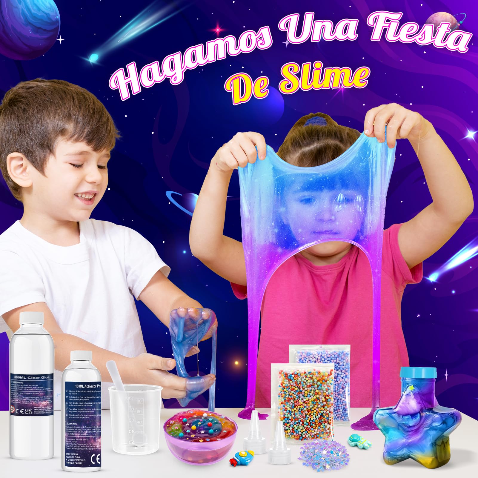 iKidiki Slime Galaxy para Niñas y Niños - Kit de Manualidades Fluffy para Niñas y Niños de 6 a 12 Años - Regalo de Cumpleaños