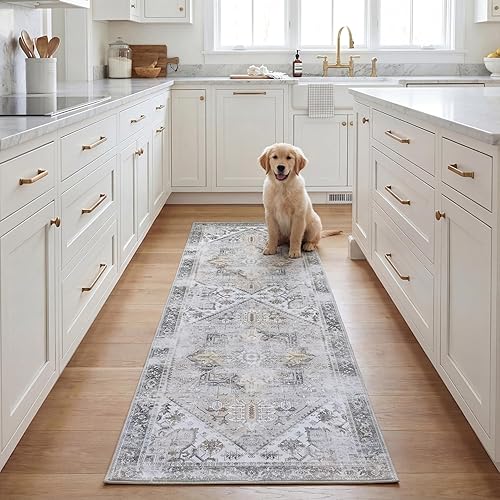 Vista 35 de SAFAVIEH Alfombra lavable Tucson Collection - 5 x 8 pies, salvia y marfil, antideslizante y fácil de limpiar, ideal para sala de estar, dormitorio