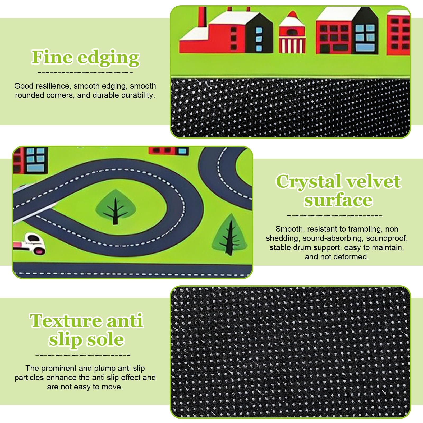 PORFOYO Tappeto Gioco,80 * 120 CM Tappetino Da Gioco,Tappeto Macchinine,Tappeto Stradale,Tappeto Da Gioco Pieghevole Per Decorare Una Sala Giochi O Una Camera Da Letto,Antiscivolo, Resistente,Verde