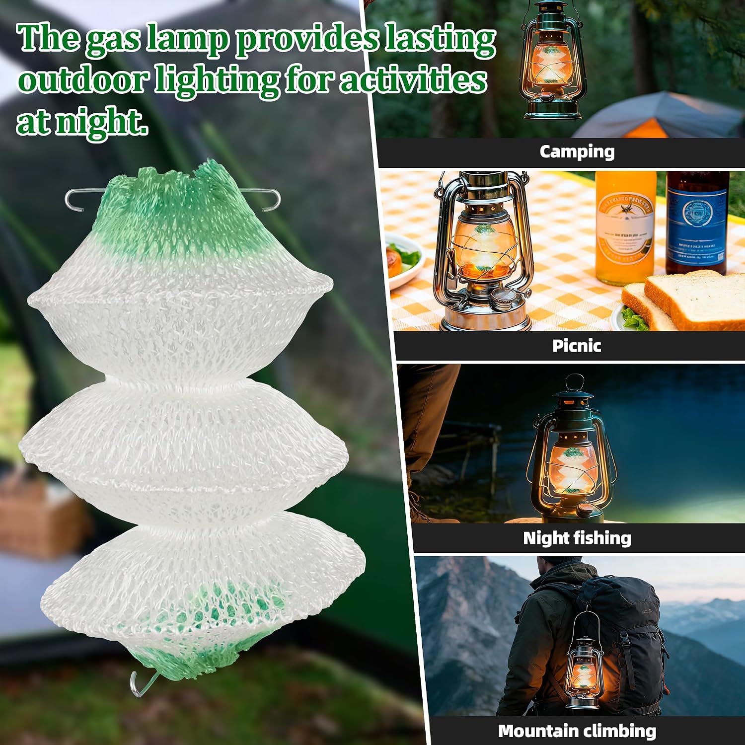 10 Pcs Lantern Mantles, #95 Insta-Clip Accordion Shape Mantle for Coleman