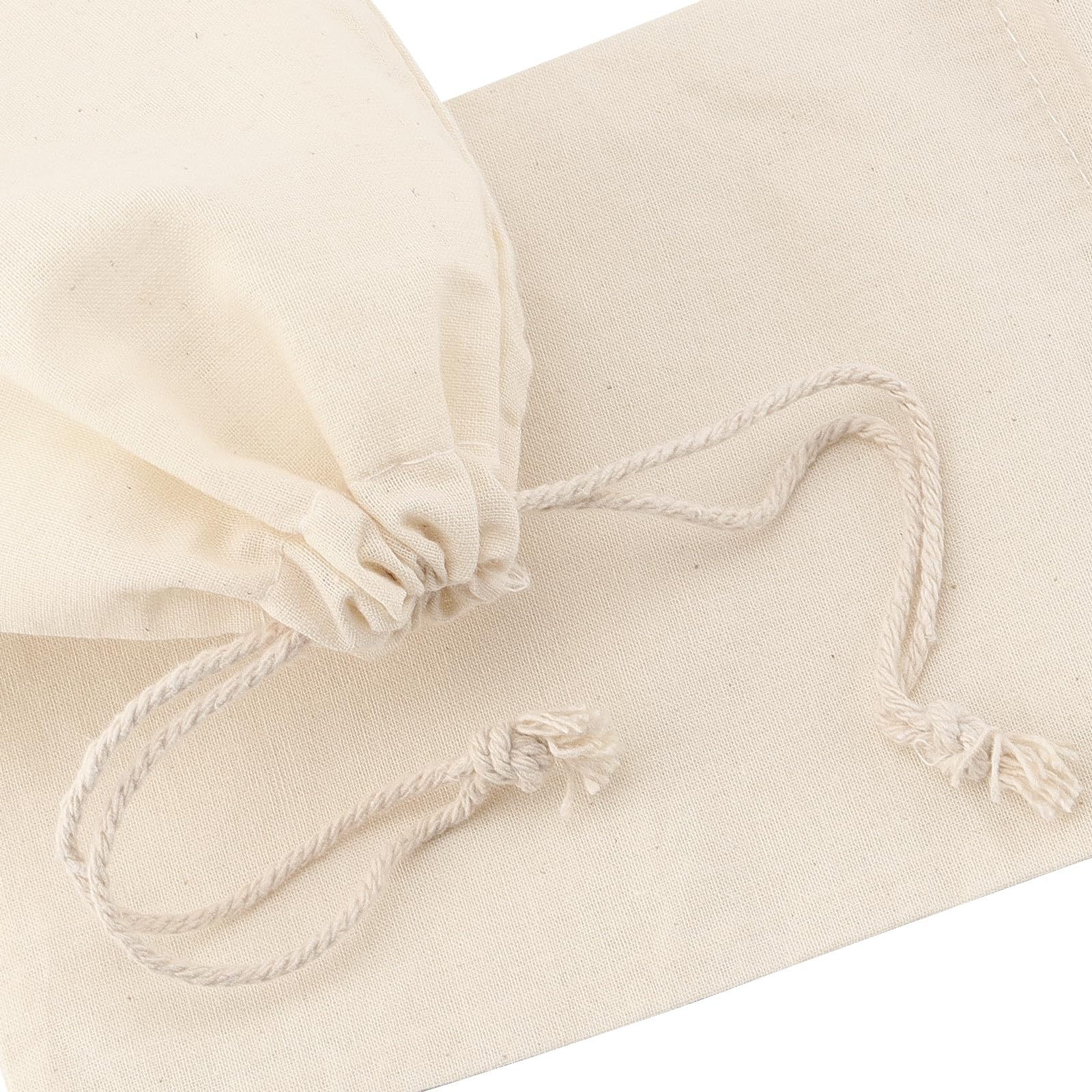 20 Pack Muslin Drawstring Bags 6x8 Inches - Cotton Fabric Gift Pouches For Jewelry & Party Favors