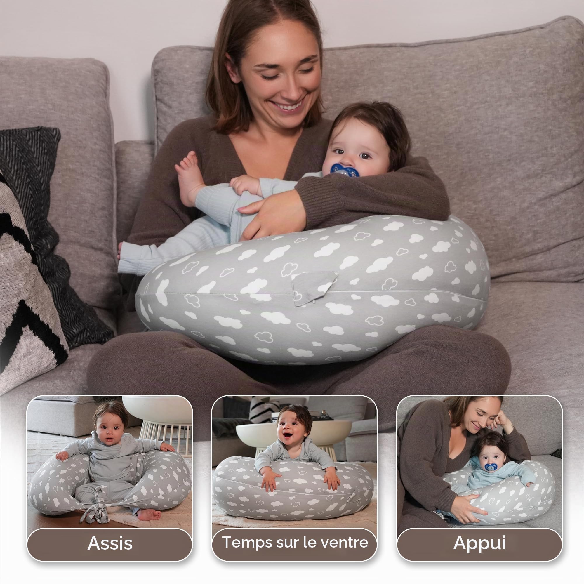 DancesCat Coussin Grossesse&Allaitement Réglable,100% Coton
