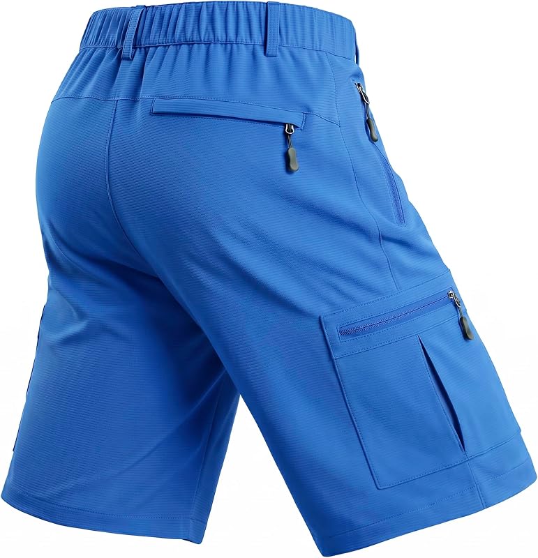 Men's Hiking Cargo Golf Hybrid Shorts 9” Lightweight Quick Dry 5 Zipper Pockets Outdoor Casual Active Shorts