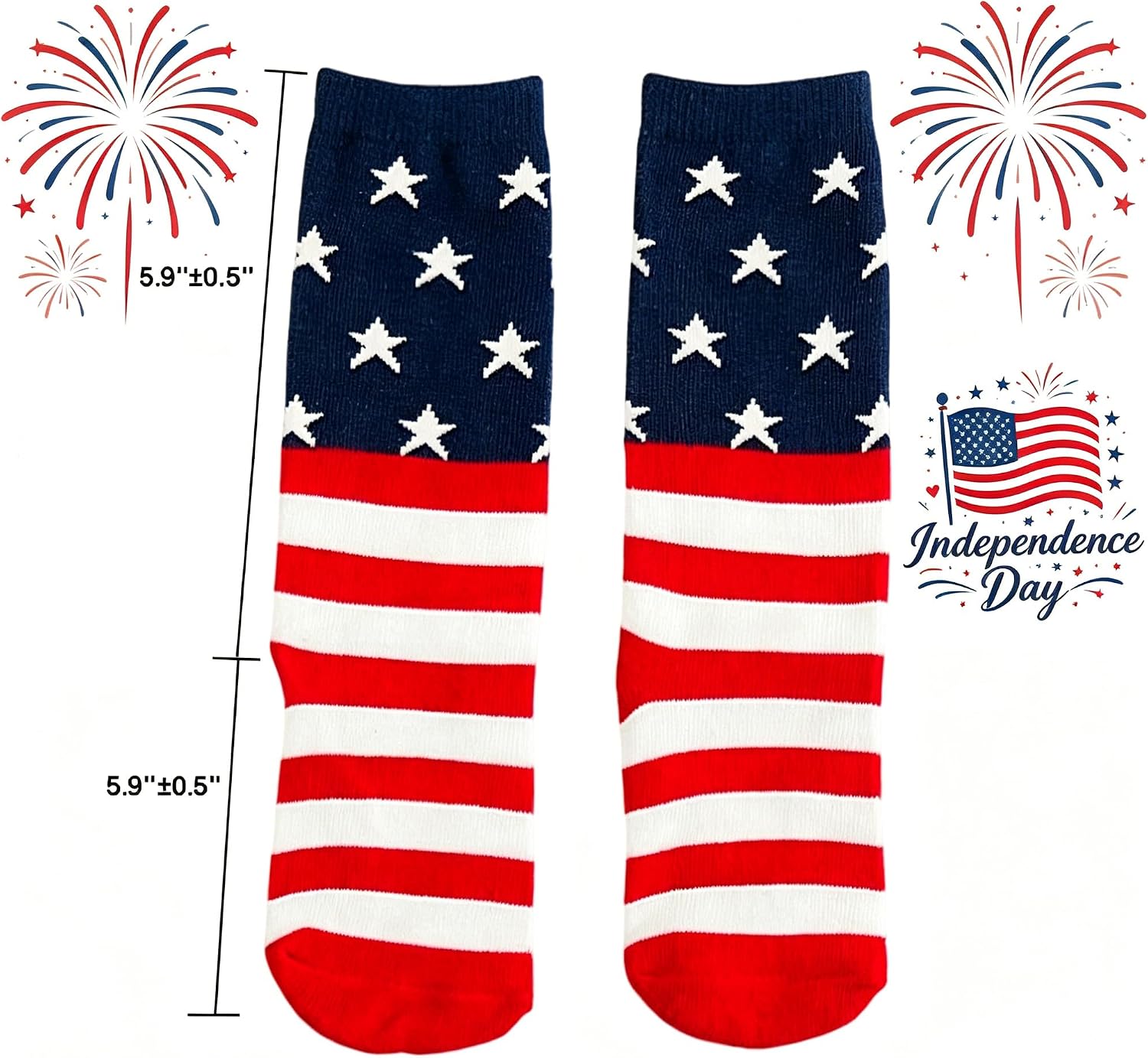 Kids Patriotic American Flag Knee High Soccer Socks for Boys Girls 4-6 Years, July 4th Athletic Wicking Football Socks