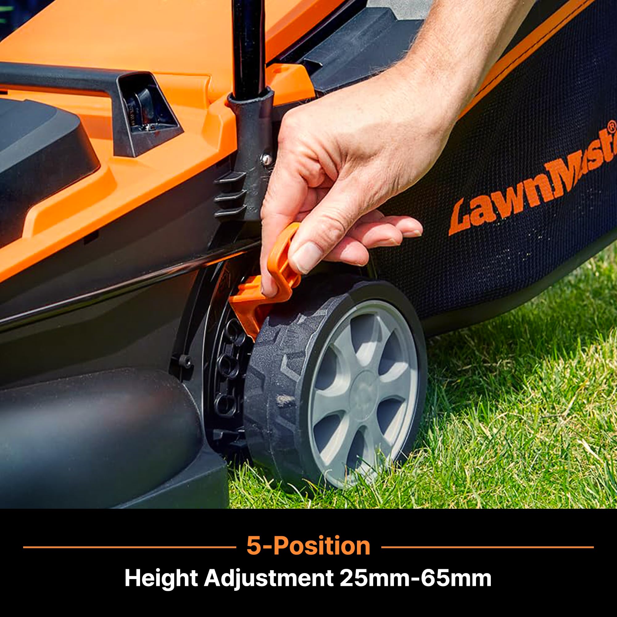 LawnMaster CLM2432K kosiarka sierpowa, 24 V, szerokość cięcia 32 cm, wysokość cięcia 150 m², wysokość cięcia 25-65 mm, w zestawie akumulator 4,0 Ah + ładowarka