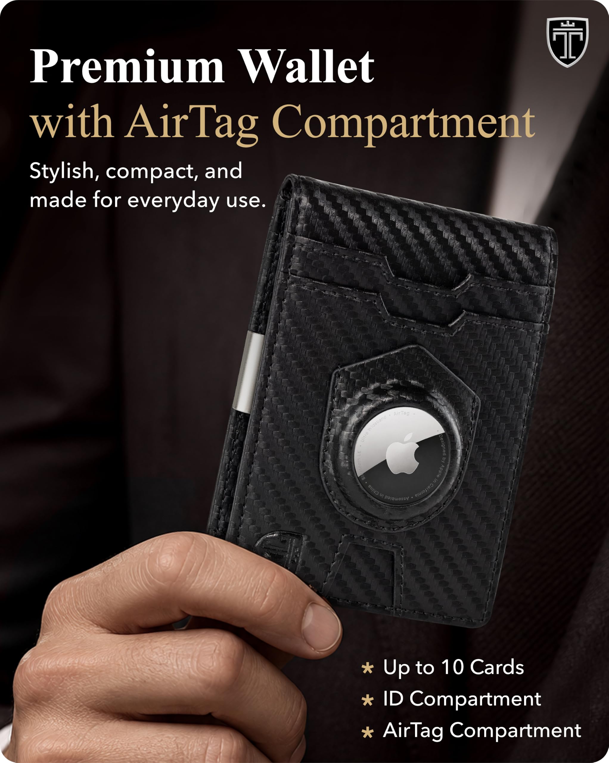 Travando AirTag* Herren-Geldbörse mit Geldklammer, Kartenhalter, RFID-blockierend, Bifold Geschenke für Männer