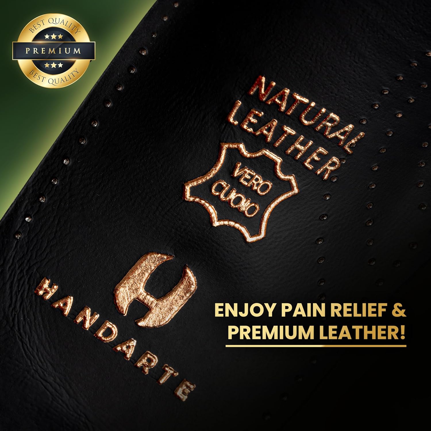 HANDARTE Leather Plantar Fasciitis Insoles | High Arch Support Inserts for Men/Women | Overpronation Insoles for Flat Feet & Metatarsalgia Relief | Anti Odor - Durable - Anti Slip (US W8.5/M7 | EU40) - Image 7