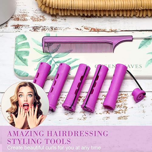 Miniatura 6 de 48 piezas de varillas para el cabello permanente, varillas cortas de onda fría, planchas de plástico para permanente, rulos de pelo con peine de