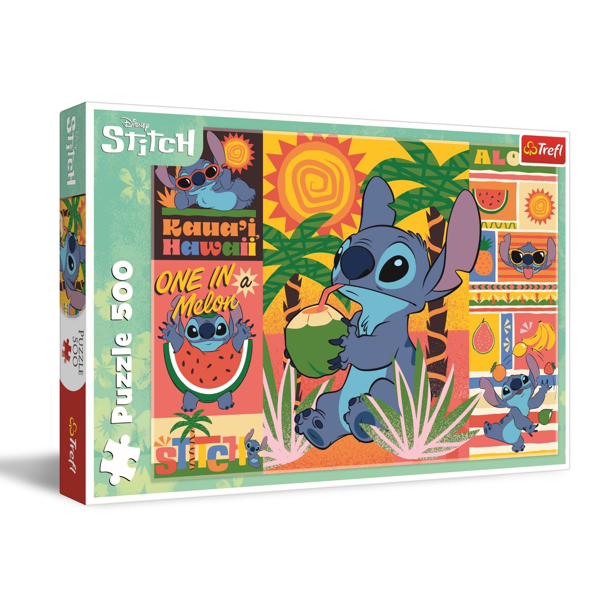 Trefl - Lilo & Stitch, Vacaciones con Stitch - Puzle de 500 Piezas - Rompecabezas DIY con un Personaje del Cuento de Disney,Diversión, Puzle Clásico para Adultos y Niños A Partir De 10 Años