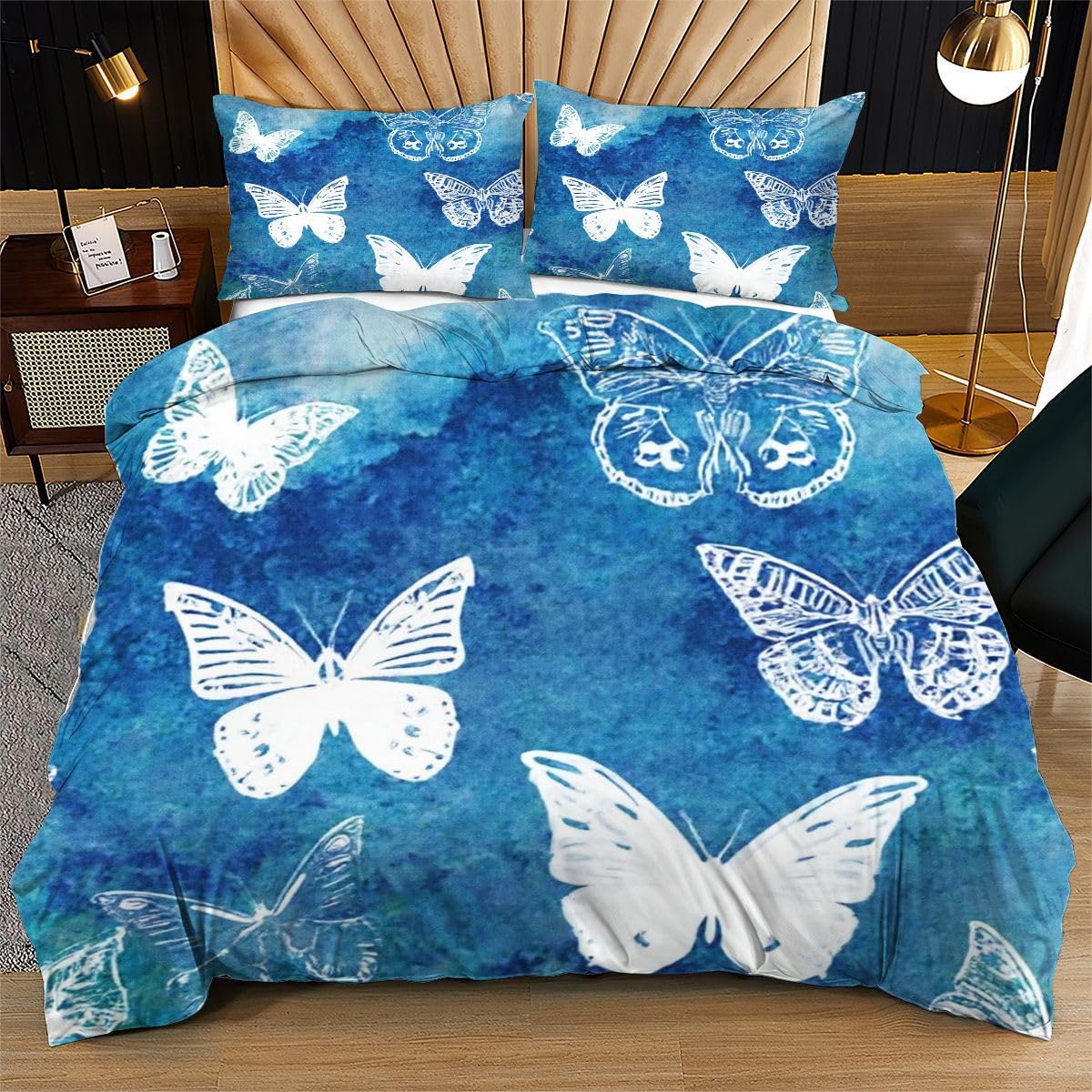 Parure de Lit 240x260 Papillon Bleu pour une Chambre Parentale Nature et Apaisante