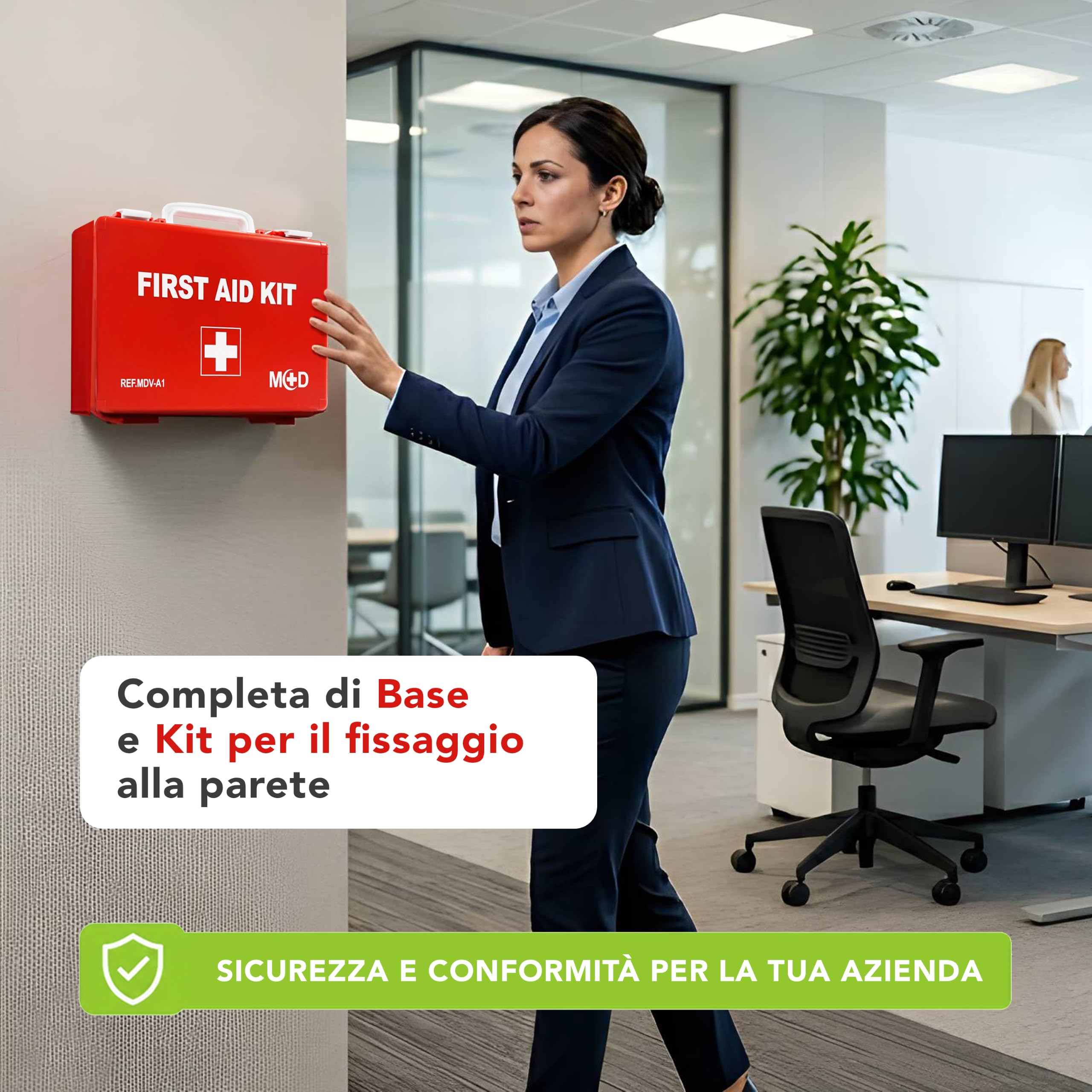 Cassetta Pronto Soccorso Allegato 1 CON SFIGMOMANOMETRO, Conforme DM388/DL8 per Aziende con 3+ Dipendenti