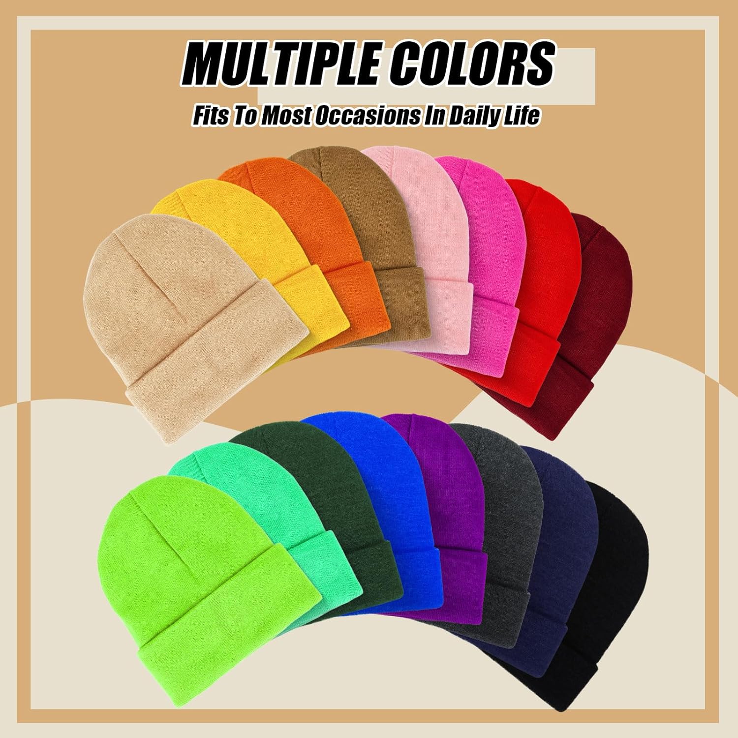 Hicarer 16 Pcs Satin Lined Winter Beanies for Women Men Bulk Silk Lining Hats Soft Warm Acrylic Knitted Beanie Hat Caps - Image 8