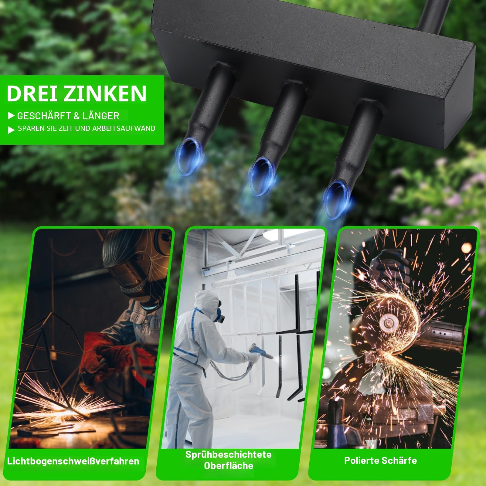 Rasenlüfter, Aerifizierer für Rasen, 3 Kern Hohlspoon mit Ablageschale, Hohlzinken Aerifizierer Gerät für verdichtete Böden, Rasenflächen und Gärten