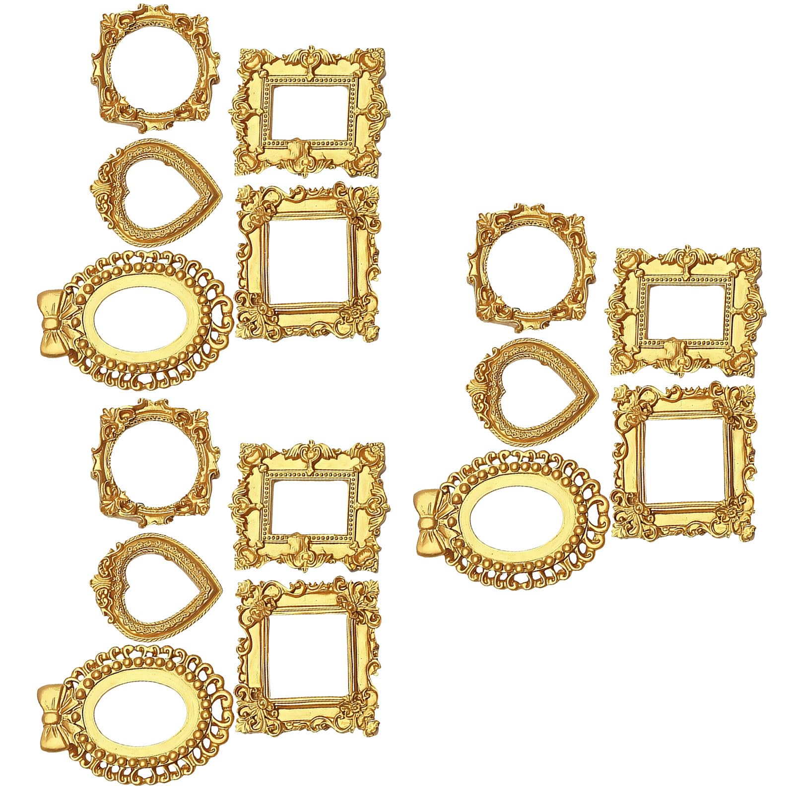 Of 3 Golden Resin Picture Frames with Ornate Carved Borders Perfect for Art and Home Decor Frame