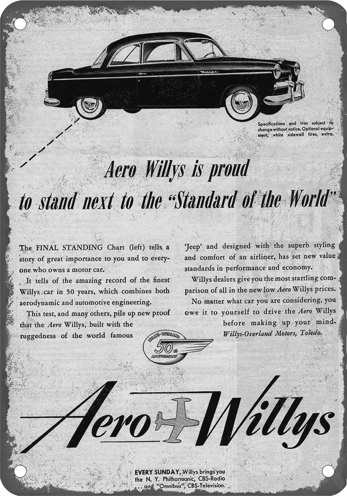 Miaomansenstore Metal Sign - 1953 Willys Vintage Ad 12B - Old Retro Rusty Look Home Decor