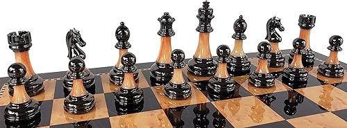 Miniatura 5 de Staunton - Juego de ajedrez cromado y negro para hombre, 17 pulgadas, nogal oscuro y tablero de almacenamiento de color arce Birdseye