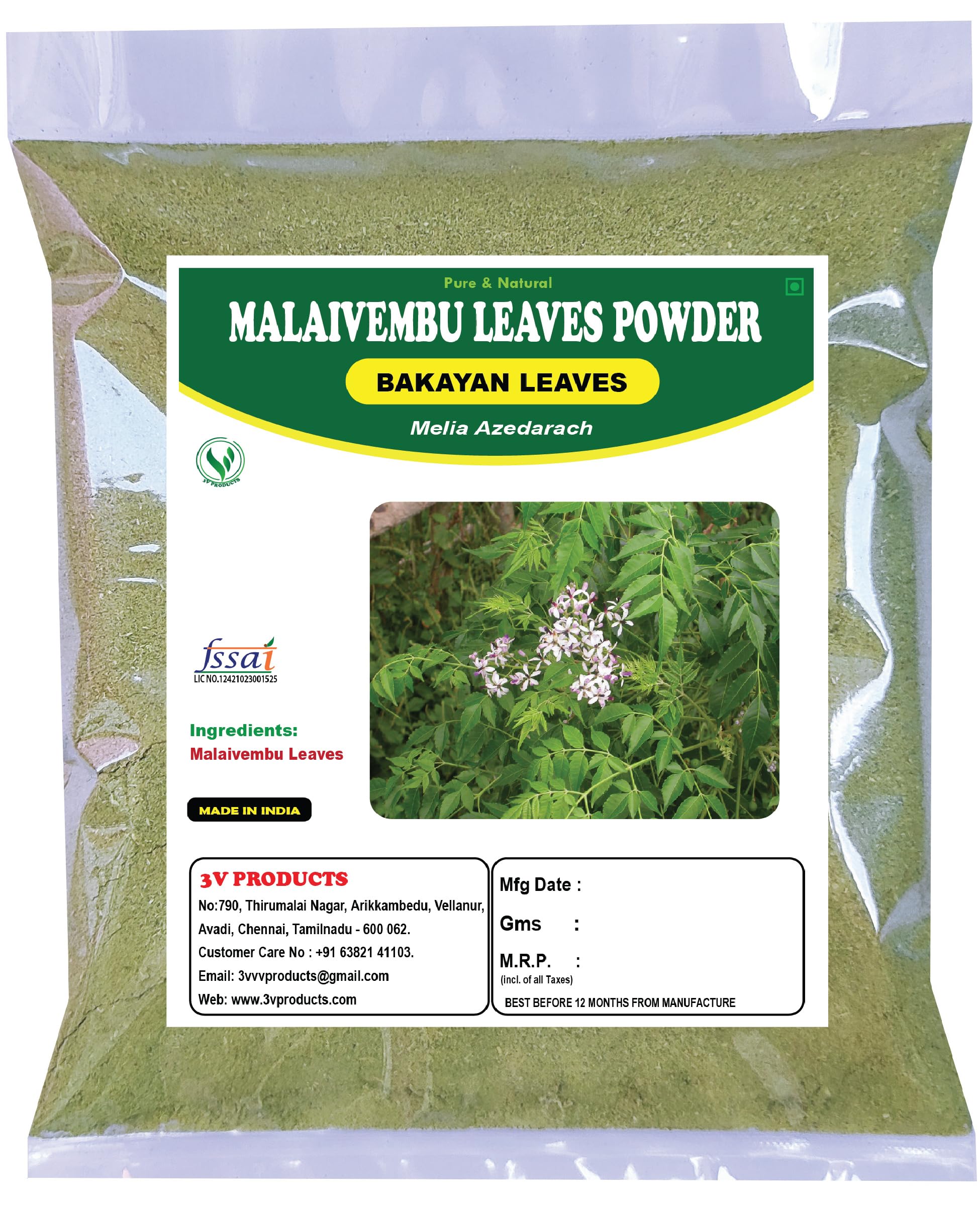 Malaivembu powder 100g | Bakayan powder | Chinaberry | Melia Azedarach