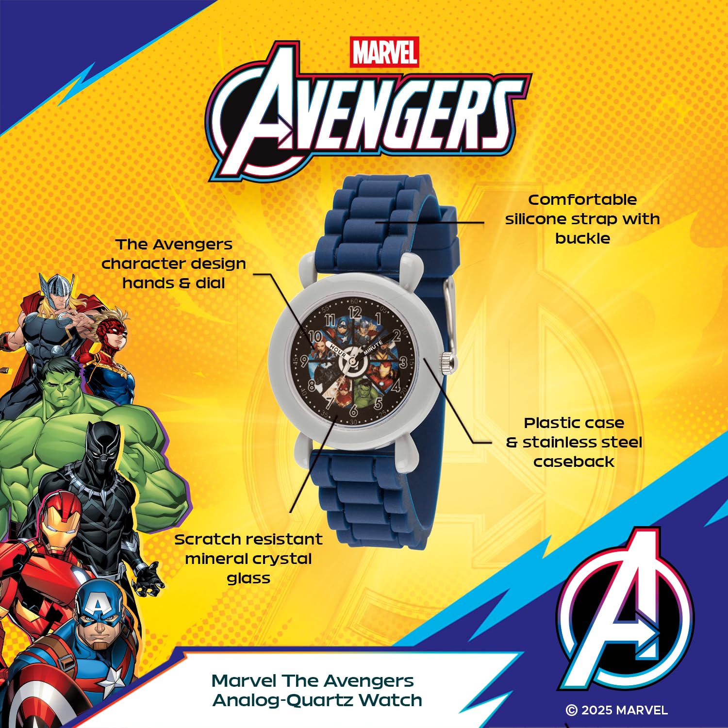 Marvel Kids' Plastic Time Teacher Analog Quartz Silicone Strap Watch