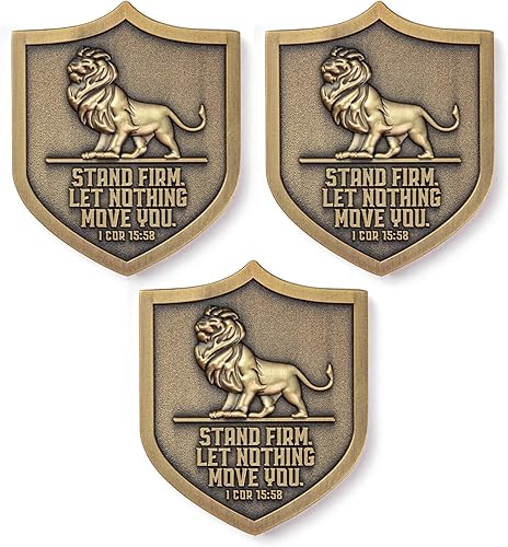 Miniatura 10 de Christian Lion Shield Challenge Coin  Fortaleza, fe y coraje  2 pulgadas, regalo cristiano para hombres o mujeres, jóvenes y todo