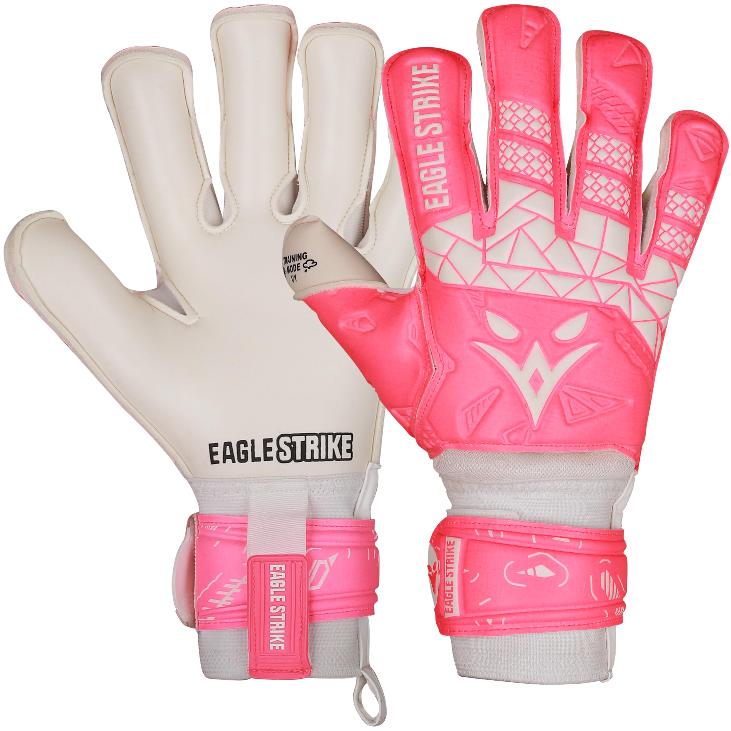 Eagle Strike Goalkeeper Gloves - Professional Goalie glove & Training Grip with Removable Finger Protection Pink 8