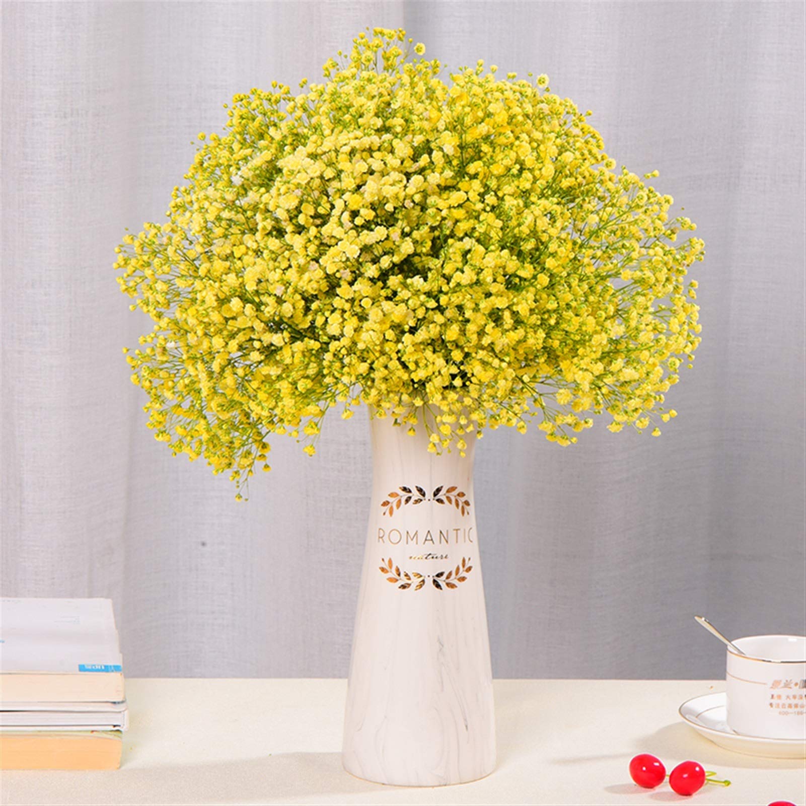 Fleurs séchées, Fleurs séchées conservées Gypsophila Baby Breath Million Stars Multicolore 50-60cm(Beige)