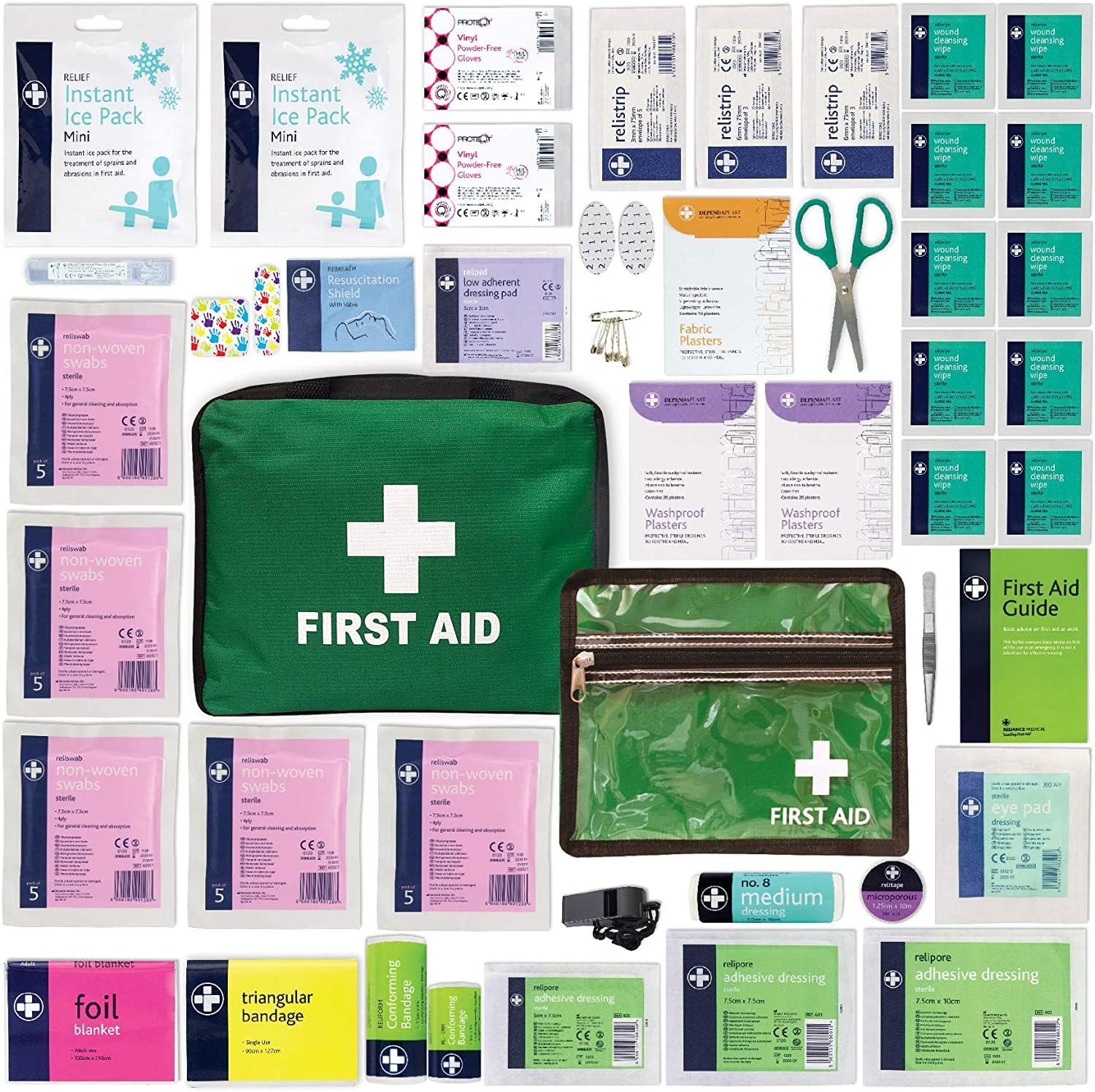 Lewis-Plast Reliance Medical Erste-Hilfe-Set Tasche – 160 Stück Überlebens-Kits – Sicherheits-Essentials für Reisen, Auto, Zuhause, Camping, Arbeit, Wandern, Urlaub – Packzubehör – Medium
