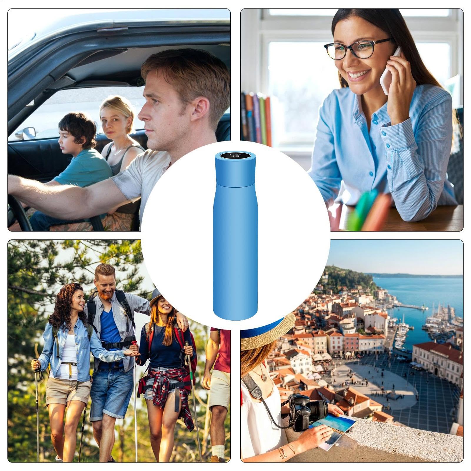 Intelligente Wasserflasche mit Erinnerung an das Trinken von Wasser – | Wasserflaschen aus Edelstahl, Thermosflasche mit Temperaturanzeige mit intelligentem Wecker | Flasche aus Edelstahl