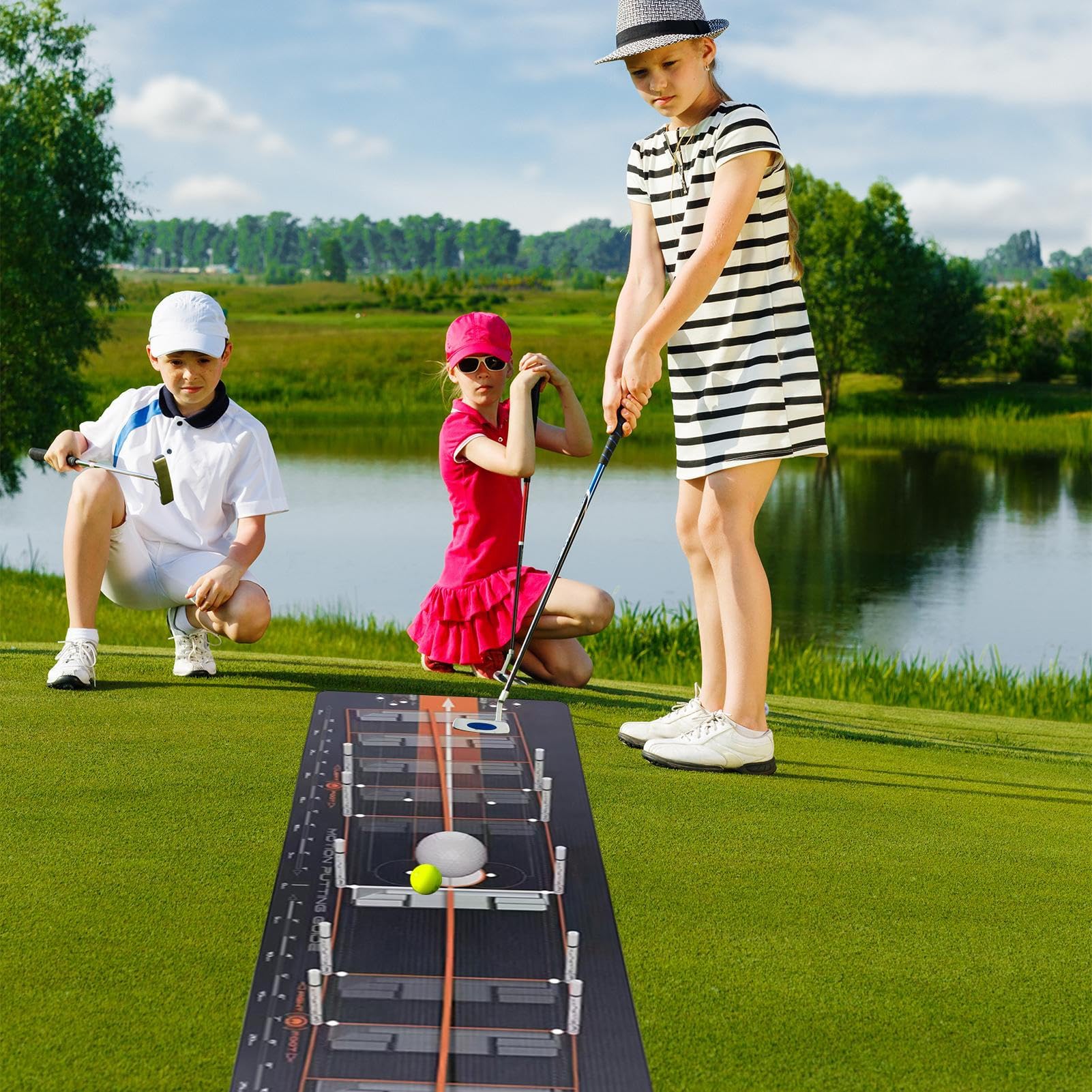 Golf Putting Mat, cubierta de práctica interior, portátil Training Aid, no resbaladizo durable, compacto diseño rollable para backyard, adultos, papá, mujer, día y más