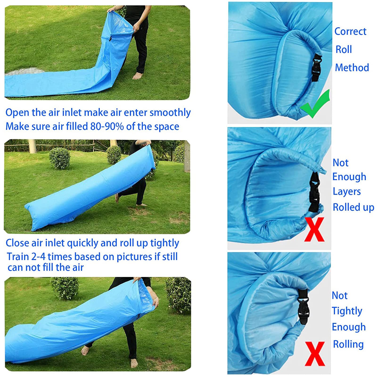 Aufblasbares Luftsofa, Luftsofa mit Tragetasche, Tragbares Wasserdichtes Aufblasbare, Air Lounger, für Garten, Seeufer, Strand, Camping und Musikfestivals