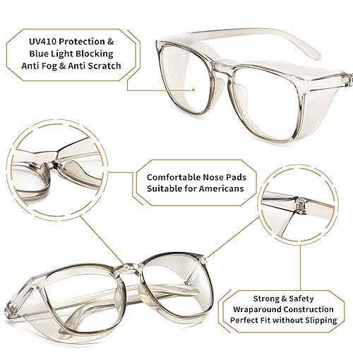 Miniatura 4 de Gafas de seguridad Alsenor, anti niebla, protectoras contra luz azul y rayos UV, bloqueo de luz, anti polvo, para hombre o mujer