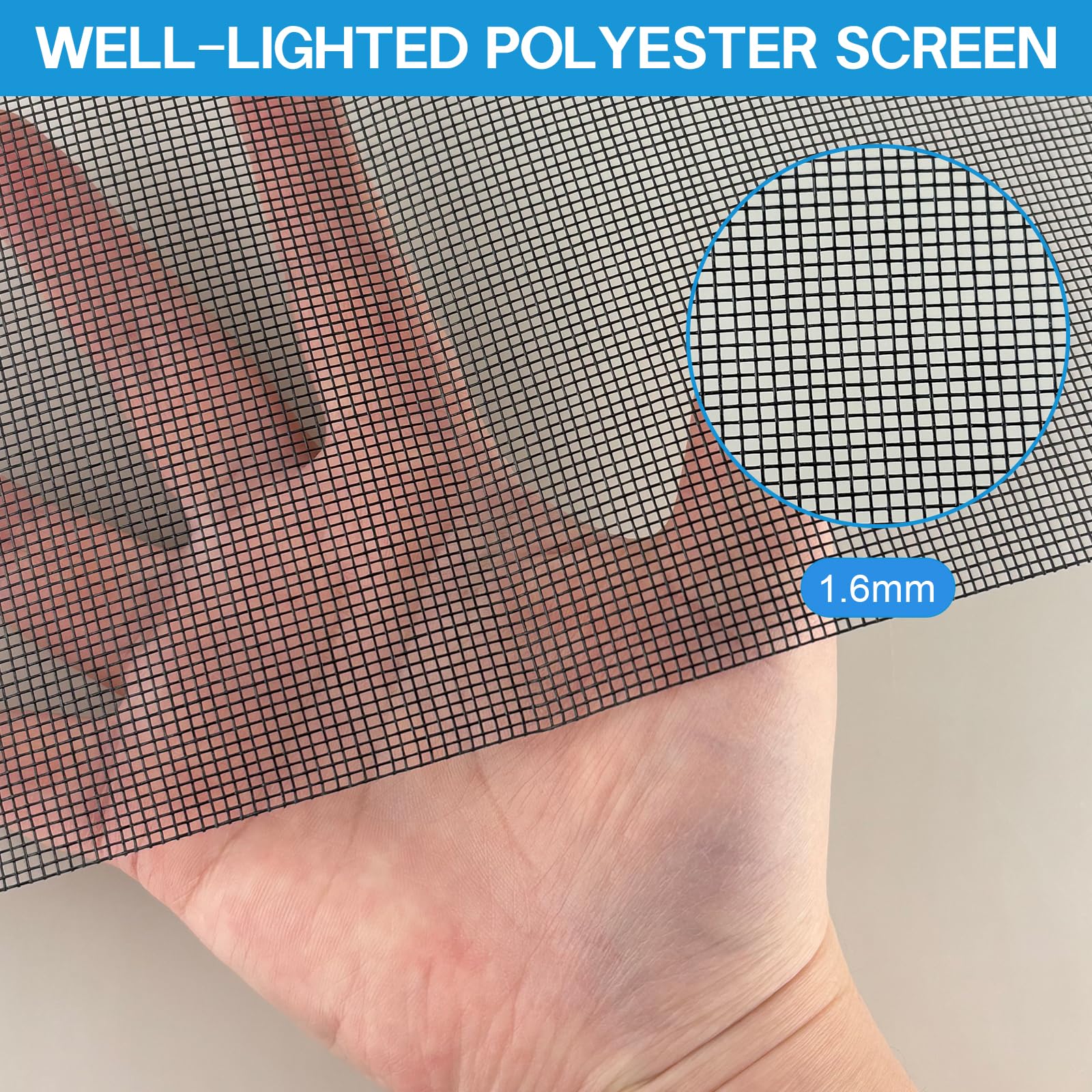 Fly Screens for Windows 120cm x 250cm with 7.5m Velcro Universal Fiberglass Window Screen Insect Mesh High Density Door and Window Fly Screens for Keep Bugs/Flys/Mosquitoes Outut (Black) - Image 4